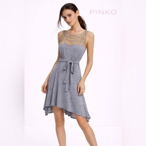 Pinko Gray Embellished Dress Size M Made in Italy